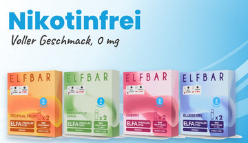 Nikotinfreie ELFA Pods mit 0 mg – Tropical Fruit, Kiwi, Cherry, Blueberry