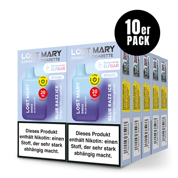 Lost Mary BM600 Blue Razz Ice 10er Pack by Elfbar – blaue Himbeere Eis Einweg E-Zigarette Großhandel ArBo