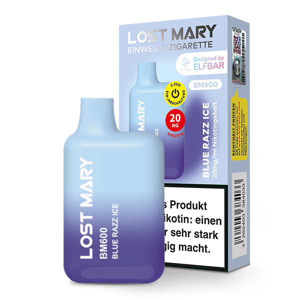 Lost Mary BM600 Blue Razz Ice by Elfbar – blaue Himbeere Eis Einweg E-Zigarette 20mg Nikotinsalz 600 Züge