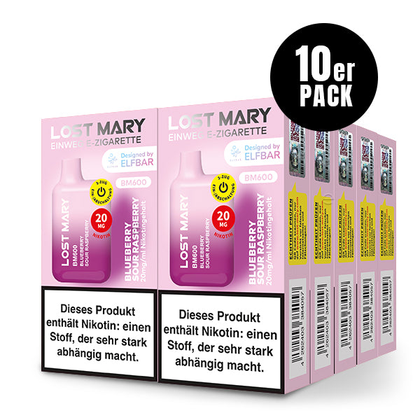 Lost Mary BM600 Blueberry Sour Raspberry 10er Pack by Elfbar – Blaubeere Himbeere Großhandel ArBo