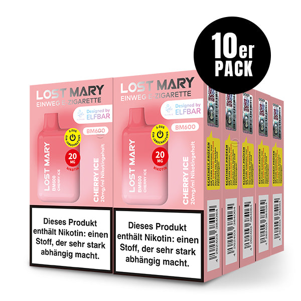 Lost Mary BM600 Cherry Ice 10er Pack by Elfbar – Kirsche Eis Einweg E-Zigarette Großhandel ArBo