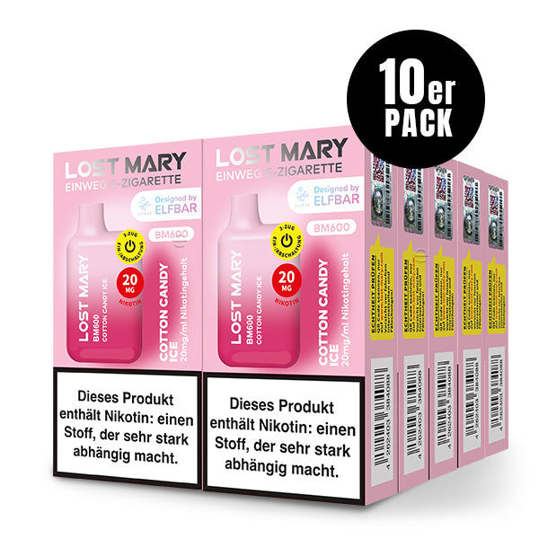 Lost Mary BM600 Cotton Candy Ice 10er Pack by Elfbar – Zuckerwatte Eis Einweg E-Zigarette Großhandel ArBo