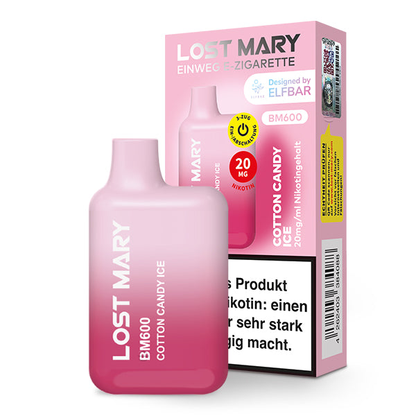 Lost Mary BM600 Cotton Candy Ice by Elfbar – Zuckerwatte Eis Einweg E-Zigarette 20mg Nikotinsalz 600 Züge