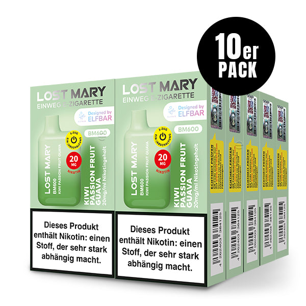 Lost Mary BM600 Kiwi Passion Fruit Guava 10er Pack by Elfbar – Kiwi Maracuja Guave Großhandel ArBo