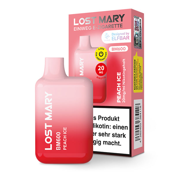 Lost Mary BM600 Peach Ice by Elfbar – Pfirsich Eis Einweg E-Zigarette 20mg Nikotinsalz 600 Züge