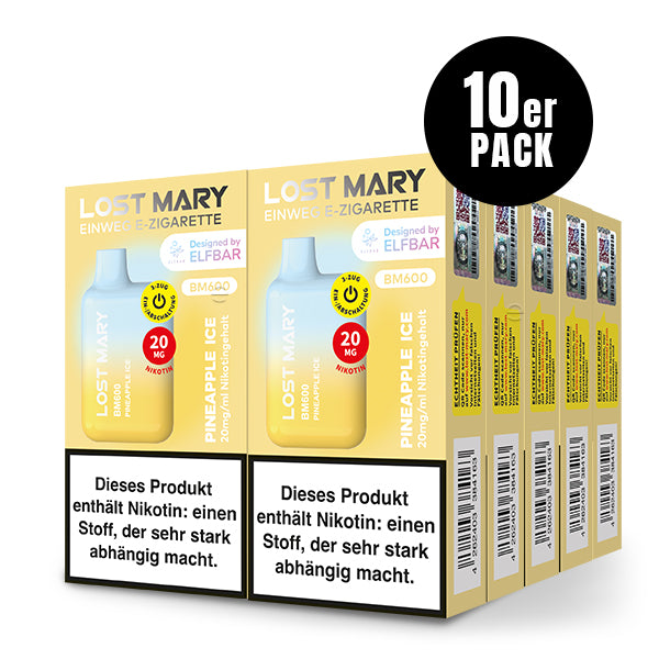 Lost Mary BM600 Pineapple Ice 10er Pack by Elfbar – Ananas Eis Einweg E-Zigarette Großhandel ArBo