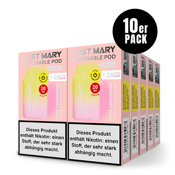 Lost Mary BM600 Pink Lemonade 10er Pack by Elfbar – rosa Limonade Einweg E-Zigarette Großhandel ArBo