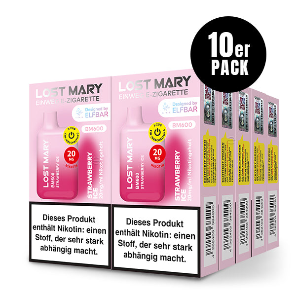 Lost Mary BM600 Strawberry Ice 10er Pack by Elfbar – Erdbeere Eis Einweg E-Zigarette Großhandel ArBo