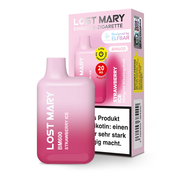 Lost Mary BM600 Strawberry Ice by Elfbar – Erdbeere Eis Einweg E-Zigarette 20mg Nikotinsalz 600 Züge
