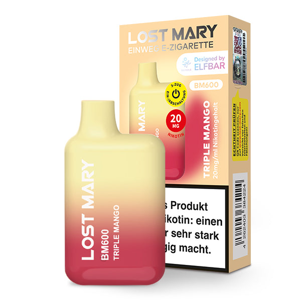 Lost Mary BM600 Triple Mango by Elfbar – dreifach Mango Einweg E-Zigarette 20mg Nikotinsalz 600 Züge