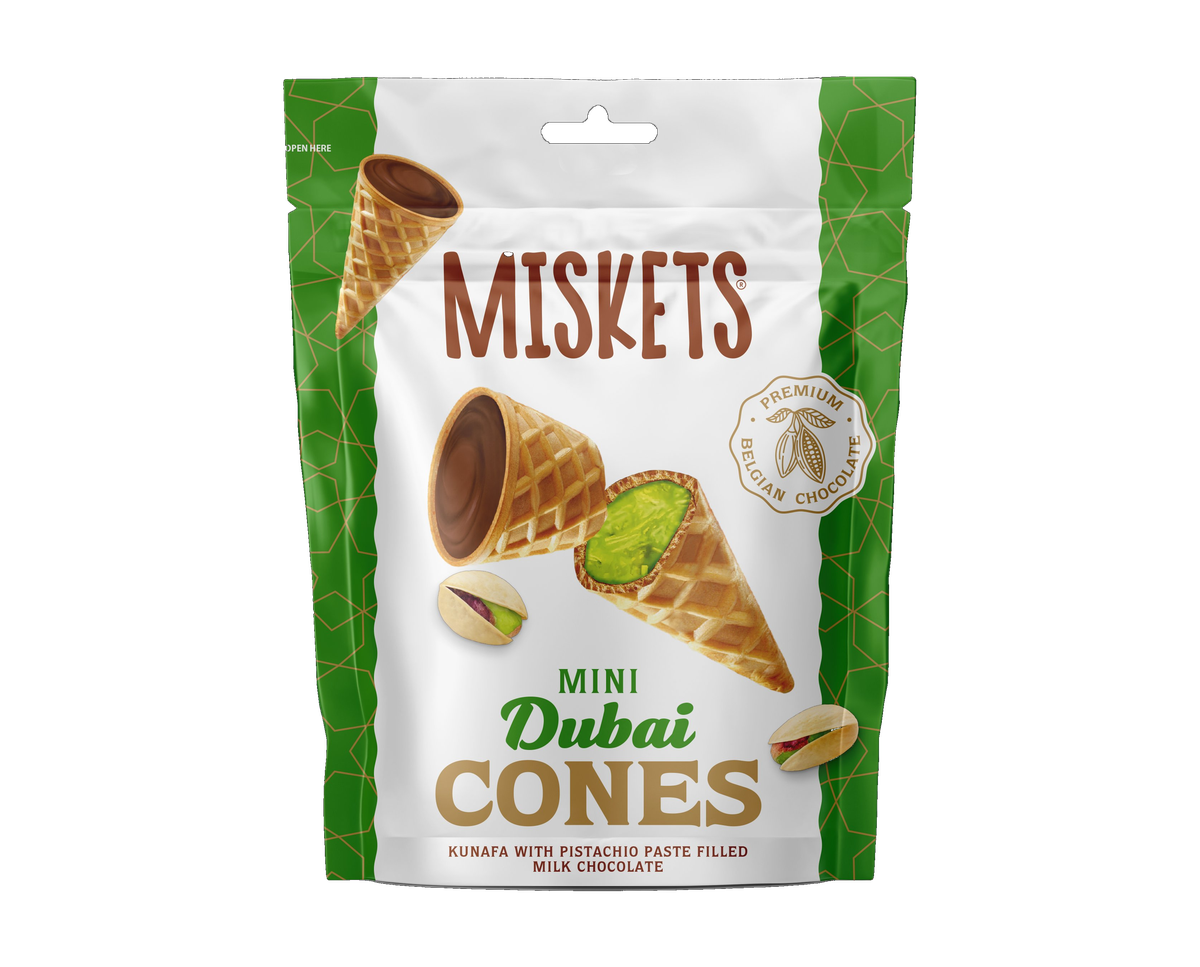 Miskets Mini Dubai Cones 50g – Kunafa Pistazien belgische Schokolade halal