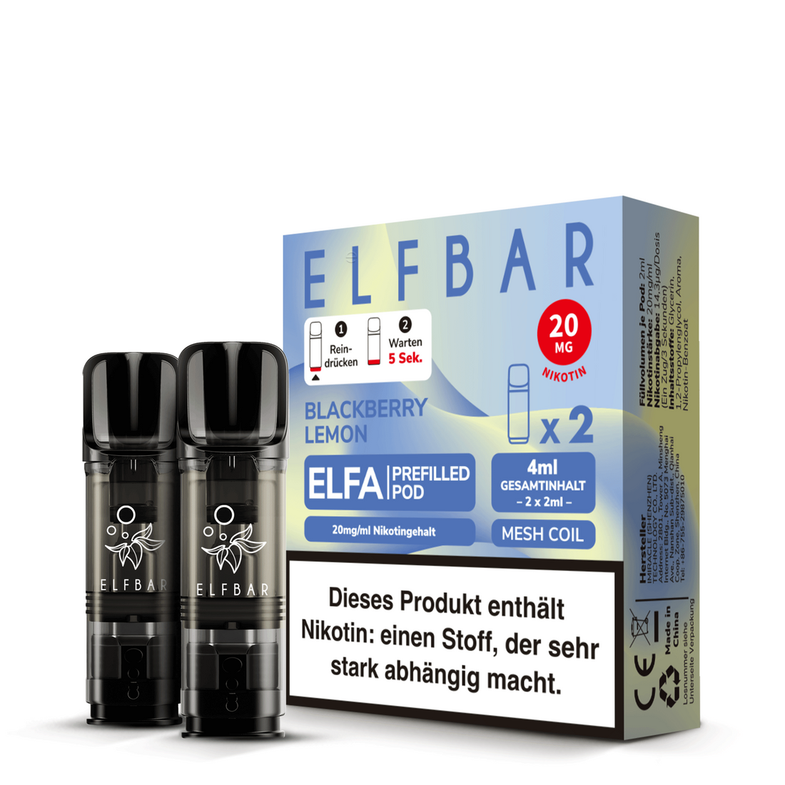 ELFA Pods 2er Pack 20mg Nikotin "Blackberry Lemon" - 10er Pack